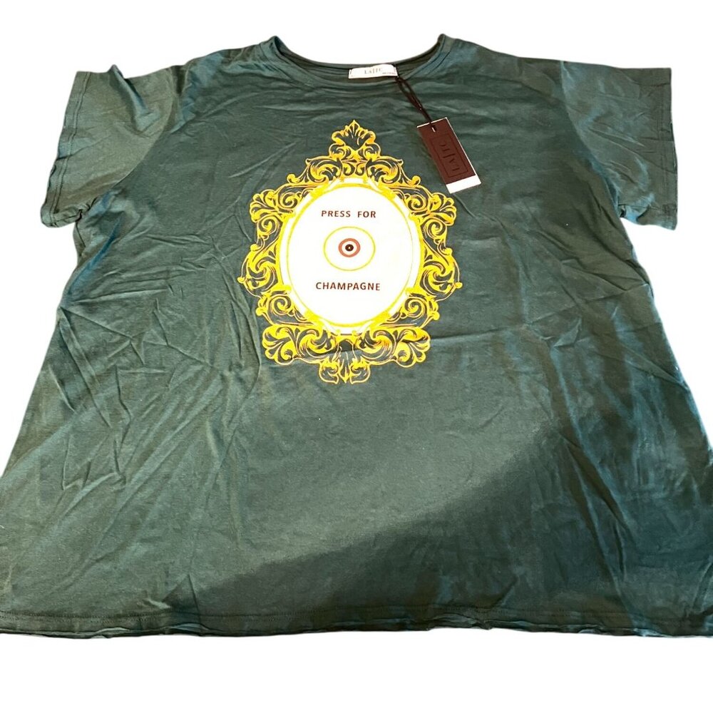 Graphic Tee Press For Champagne By LATC size M/L Green